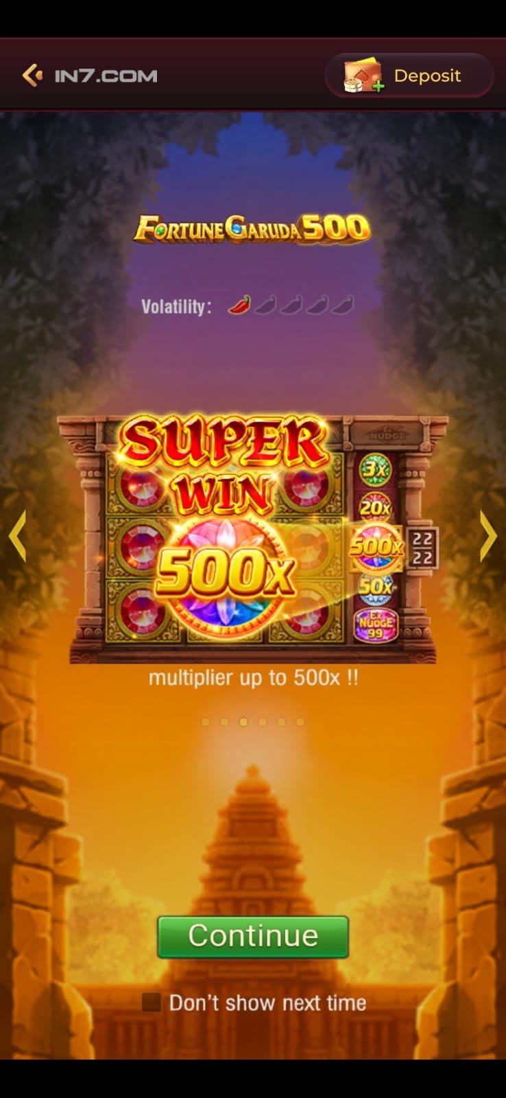 In7Game mobile gaming banner showing gameplay